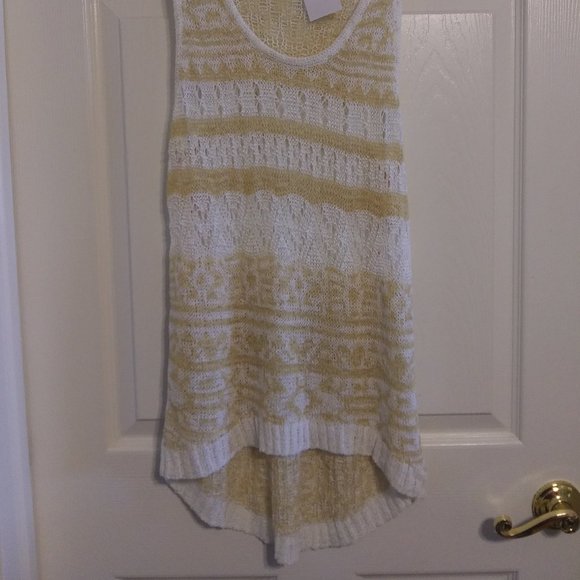 Flying Tomato | Fancy Knit Racerback Tan and White Tank | L | New - Picture 5 of 12